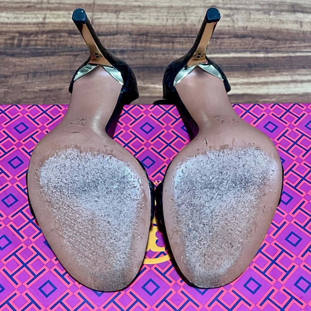 Tory Burch Black Textured Sandals - Picture 5 of 6